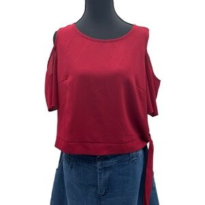 SHEIN Burgundy Cold Shoulder Blouse